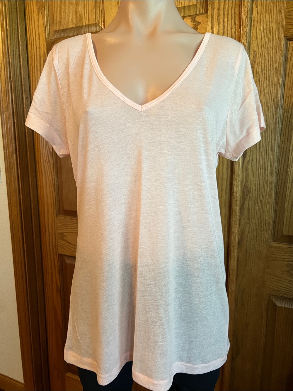 Charlotte Russe Pale Pink Peachy V-Neck Short Sleeve Tee